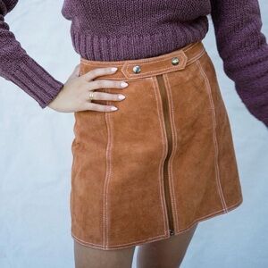 Topshop Tan Suede Mini Skirt